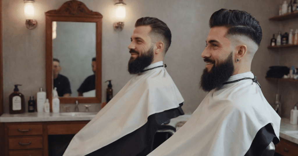 2 men enjoying their walk-in barber shop visit