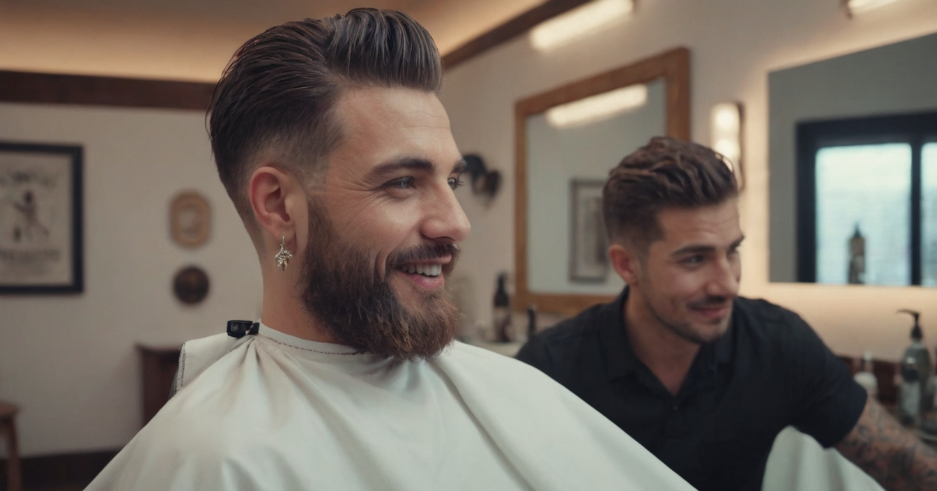 Men enjoying themselves in the walk-in barber shop